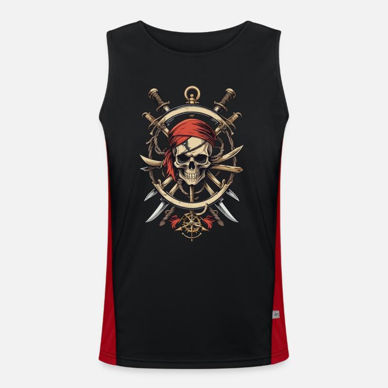 Drapeaux de pirate crâne Jolly Roger costume de pirate Débardeur respirant contrasté Homme 