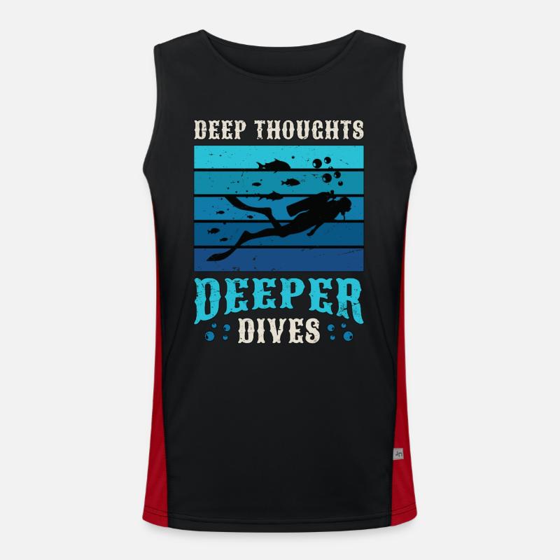 Scuba Diving Deep Thoughts Deeper Dives Snorkeler Funktionelles Kontrast-Tank Top für Männer 