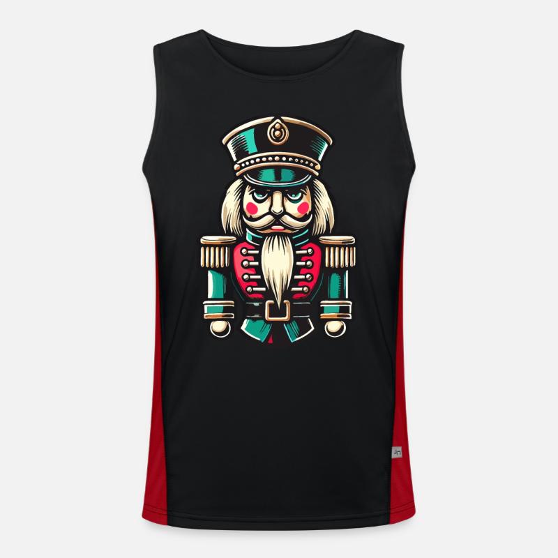 Christmas Nutcracker Illustration Men's Functional Contrast Tank Top 