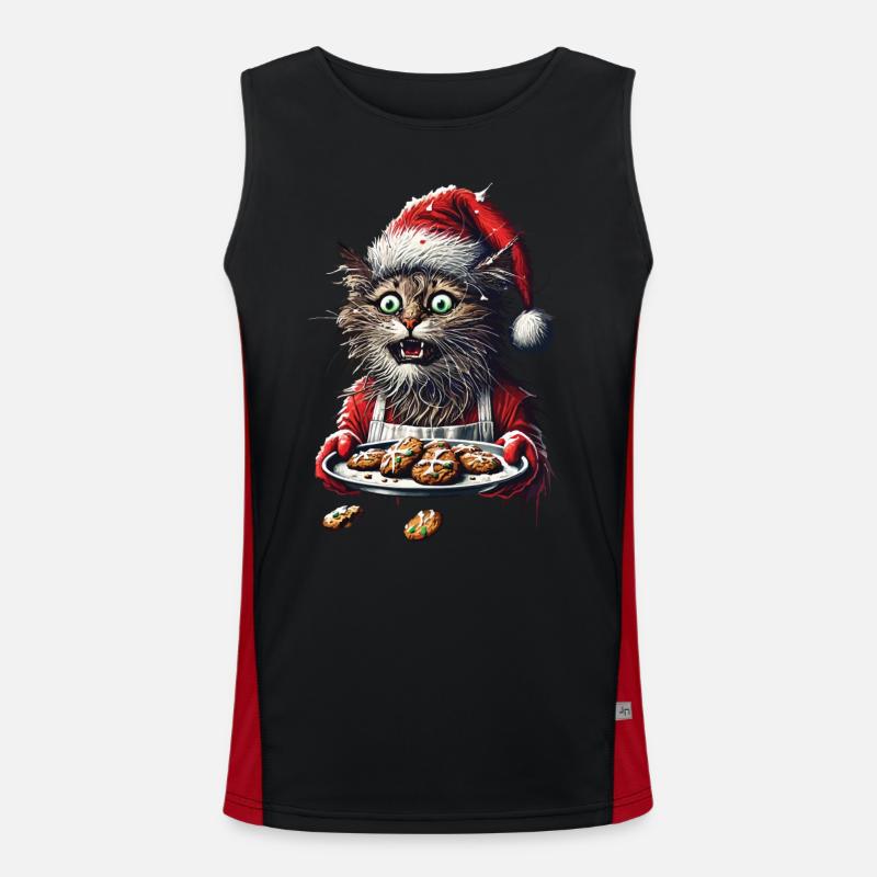 Chat de Noël avec des biscuits Débardeur respirant contrasté Homme 