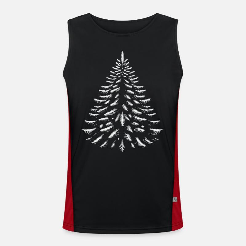 Simple Christmas Tree Silhouette - Men's Functional Contrast Tank Top  - black/red