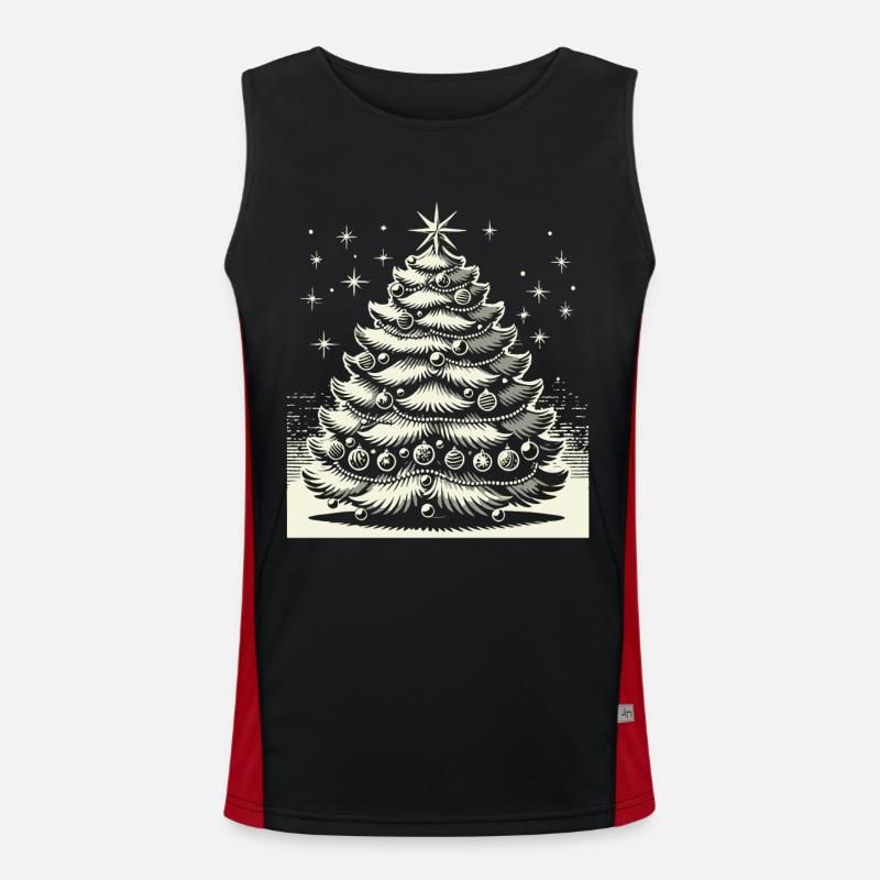 Weihnachten Nostalgischer Weihnachtsbaum Zauber Funktionelles Kontrast-Tank Top für Männer 