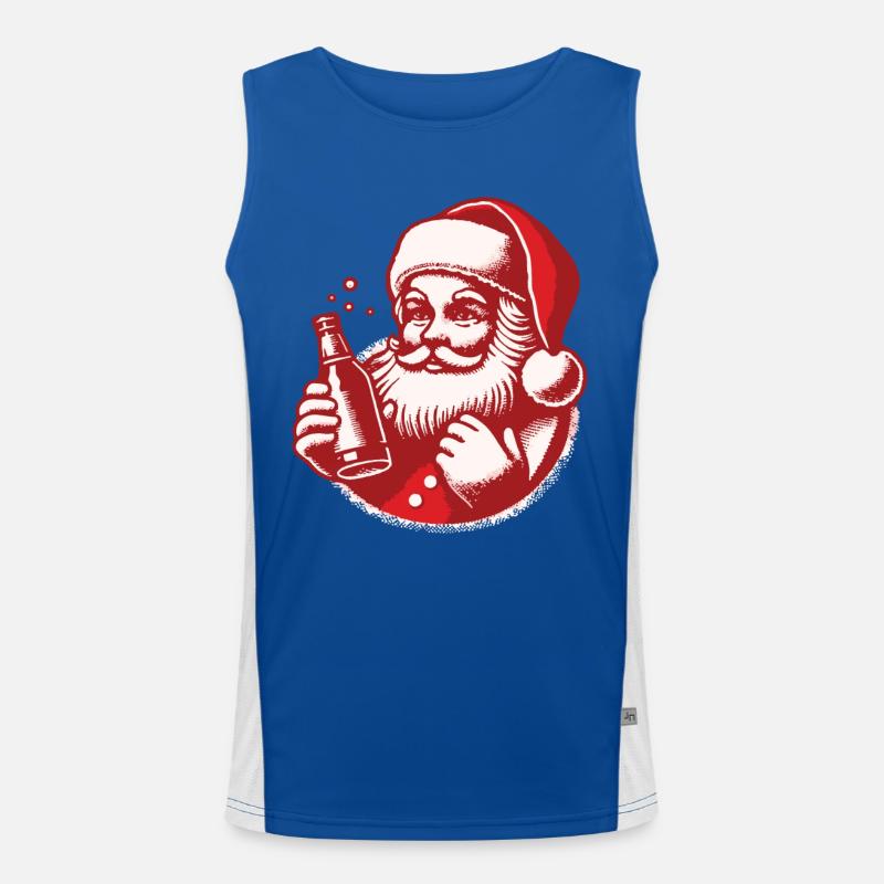 Christmas fun with Santa and drink Men's Functional Contrast Tank Top 