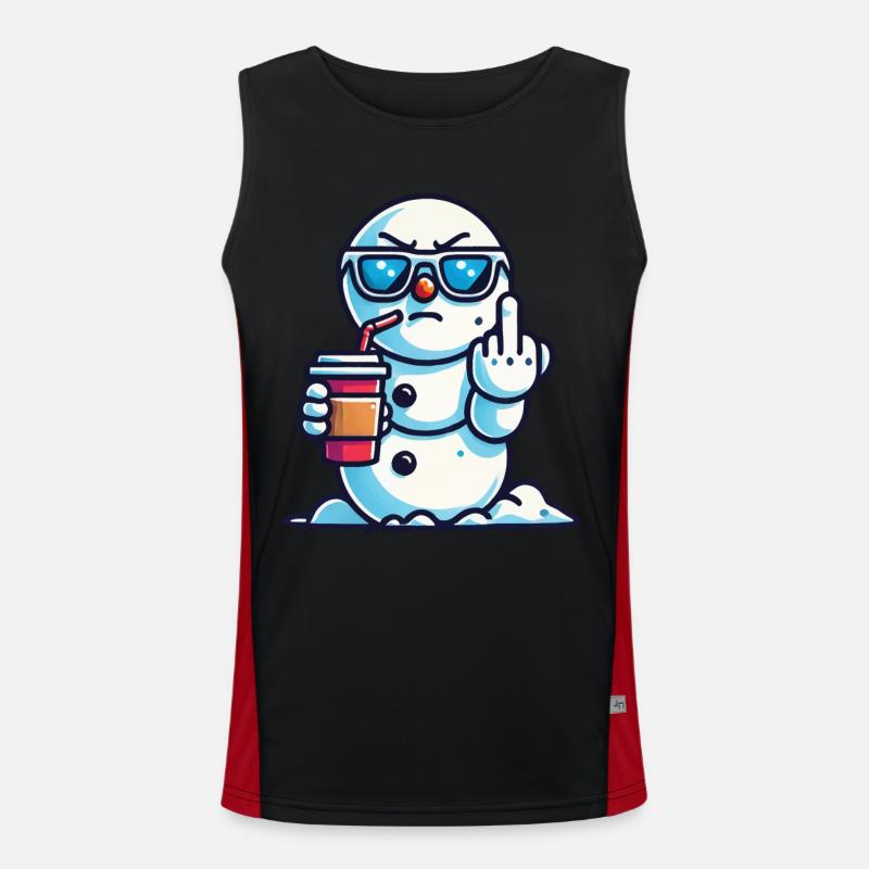 Cool snowman with statement Men's Functional Contrast Tank Top 