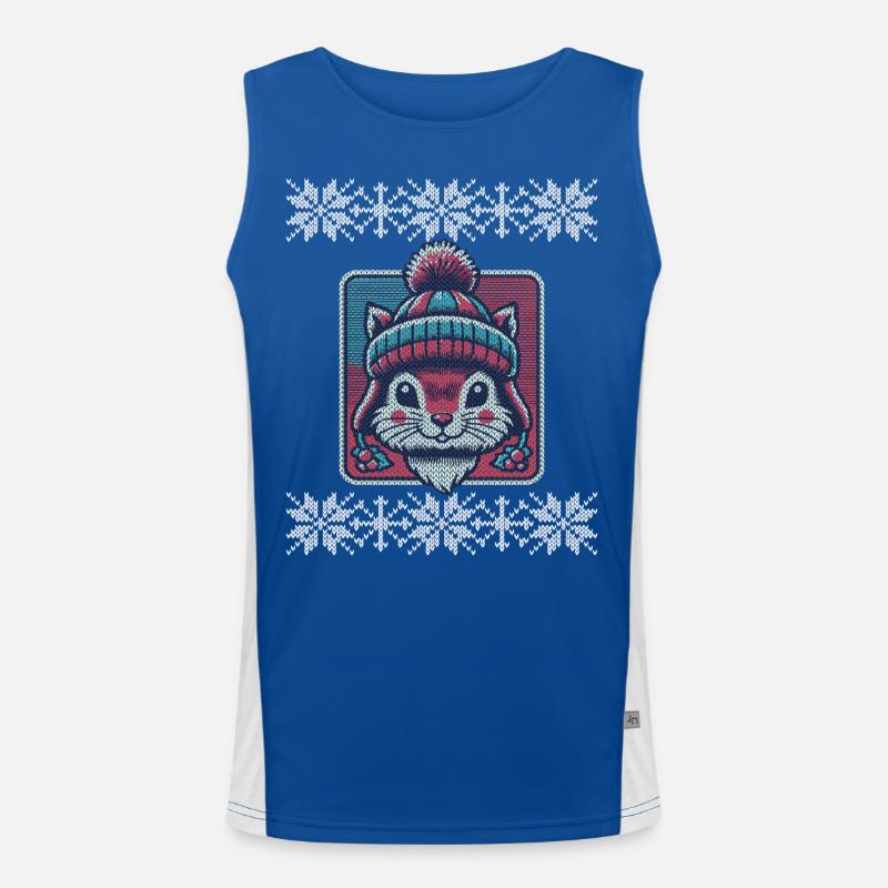 Winterliches Eichhörnchen Mit Mütze Und Muster Funktionelles Kontrast-Tank Top für Männer 