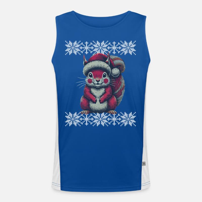 Christmas squirrel with cap Men's Functional Contrast Tank Top 
