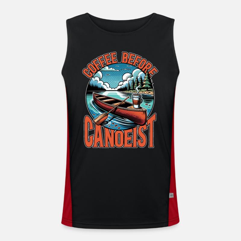 Canoeing Coffee Before Rower Coffee Lover Canoeist Men's Functional Contrast Tank Top 