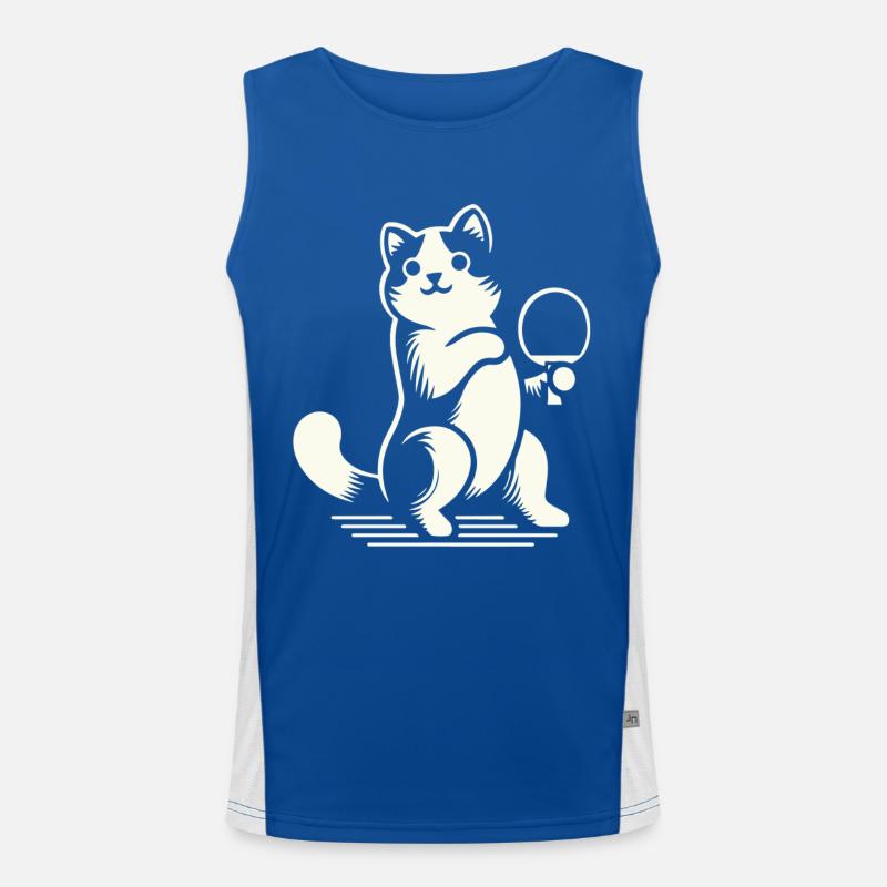 Cute Cat Playing Table Tennis Enthusiastically Men's Functional Contrast Tank Top 