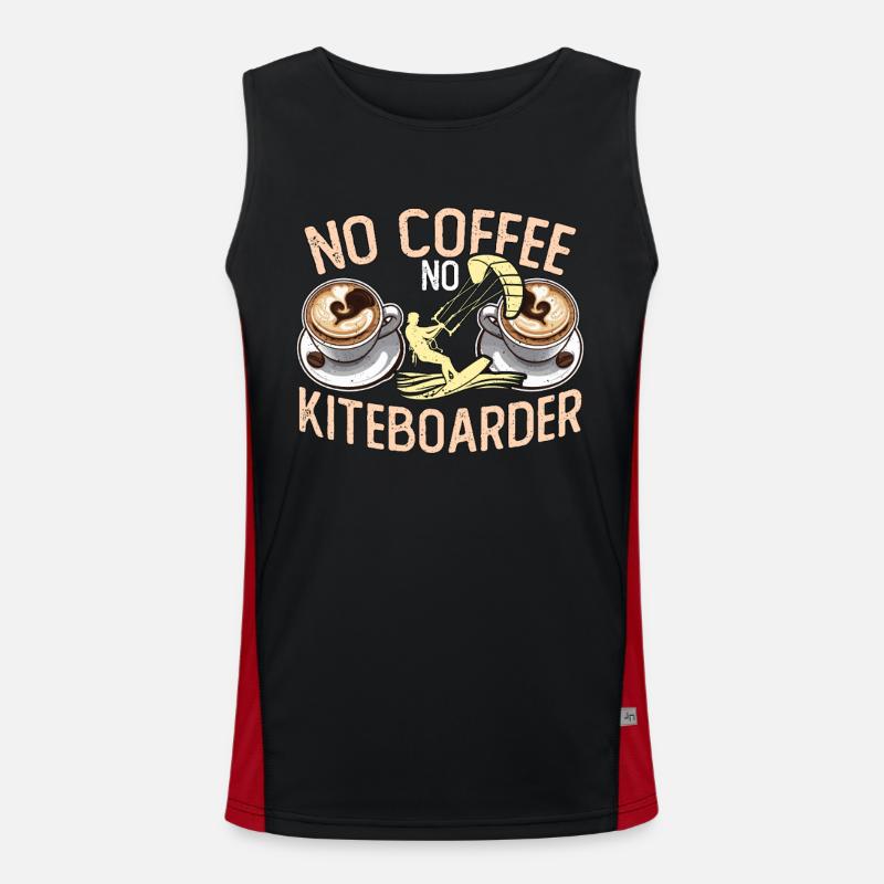 Kiteboarding Pas de café Kitesurf Amateur de café Débardeur respirant contrasté Homme 