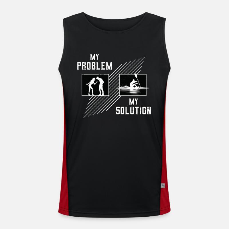 Water Rowing My Problem My Solution Pictogram Dad Men's Functional Contrast Tank Top 