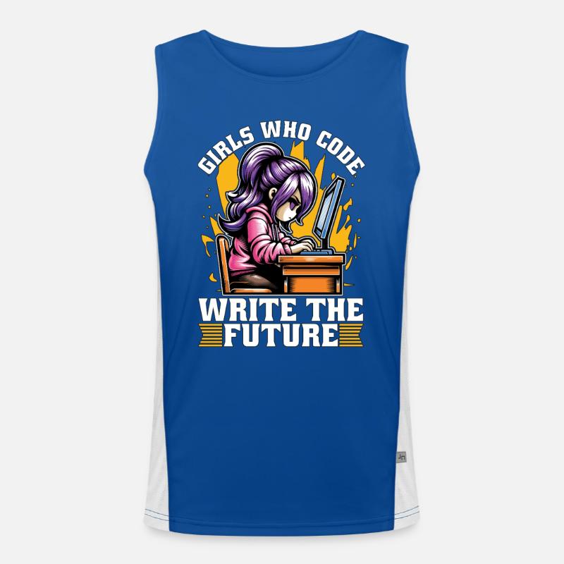 Coder Girls Who Code Write The Future Developer Funktionelles Kontrast-Tank Top für Männer 