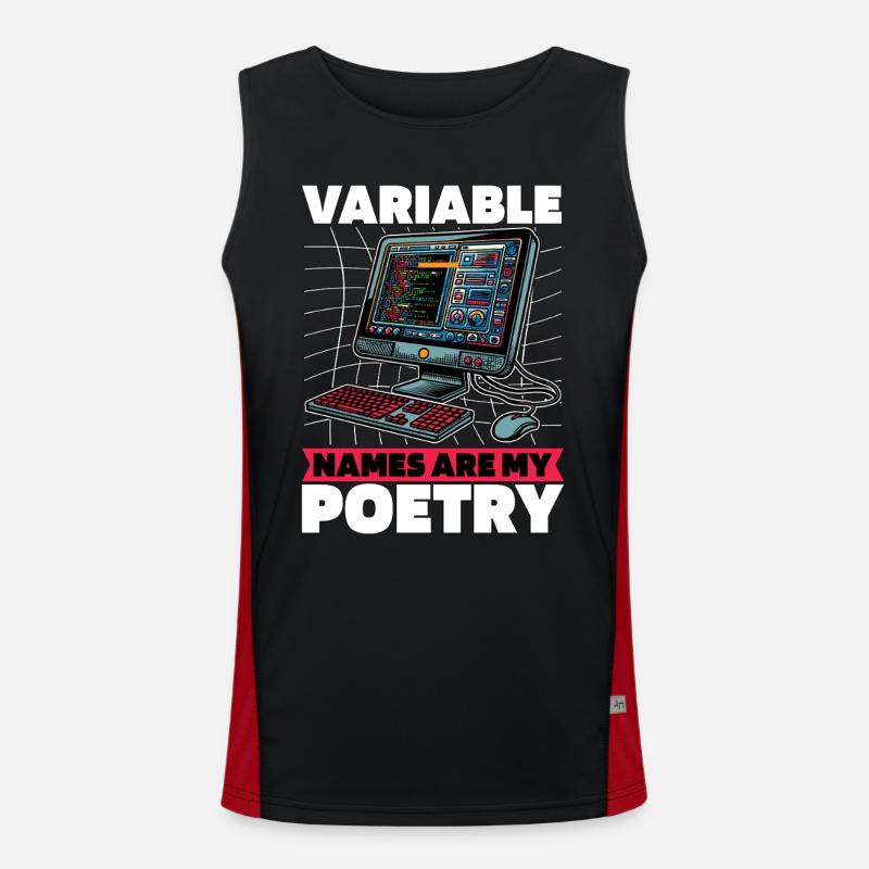Coder Variable Names Are My Poetry Programmer Funktionelles Kontrast-Tank Top für Männer 