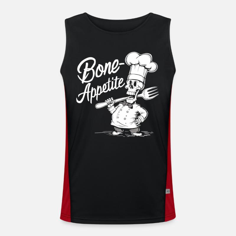 Bone Appetite Skeleton Chef Men's Functional Contrast Tank Top 