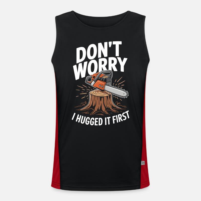 Chainsaw humor for forest lovers Men's Functional Contrast Tank Top 