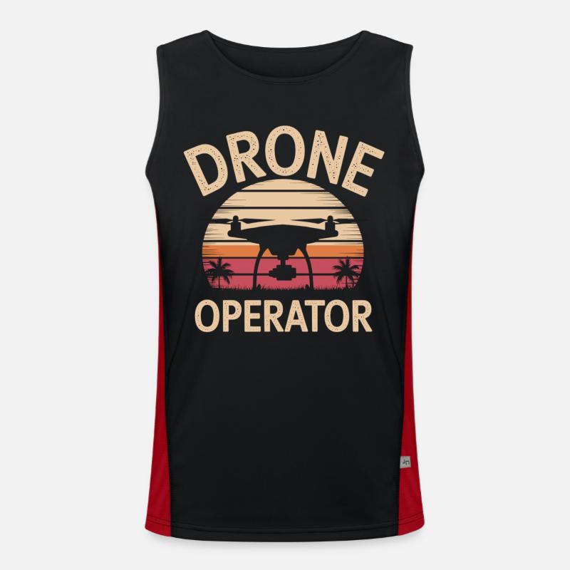 Drone Pilot Sunset - Men's Functional Contrast Tank Top - black/red