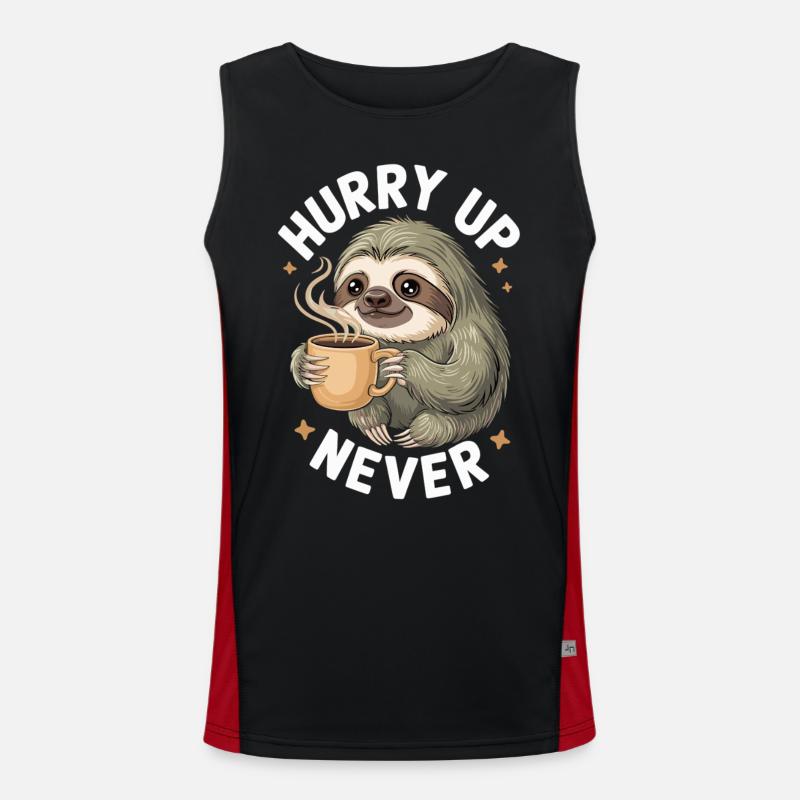Sloth Mode Enabled - No Rush, Just Coffee Men's Functional Contrast Tank Top 