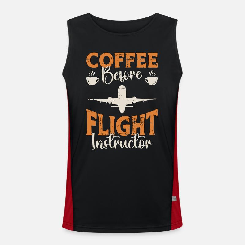 Flight Instructor Coffee Pilot School Coffee Lover Funktionelles Kontrast-Tank Top für Männer 