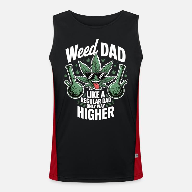 Weed Dad Gift Idea - Men's Functional Contrast Tank Top - black/red