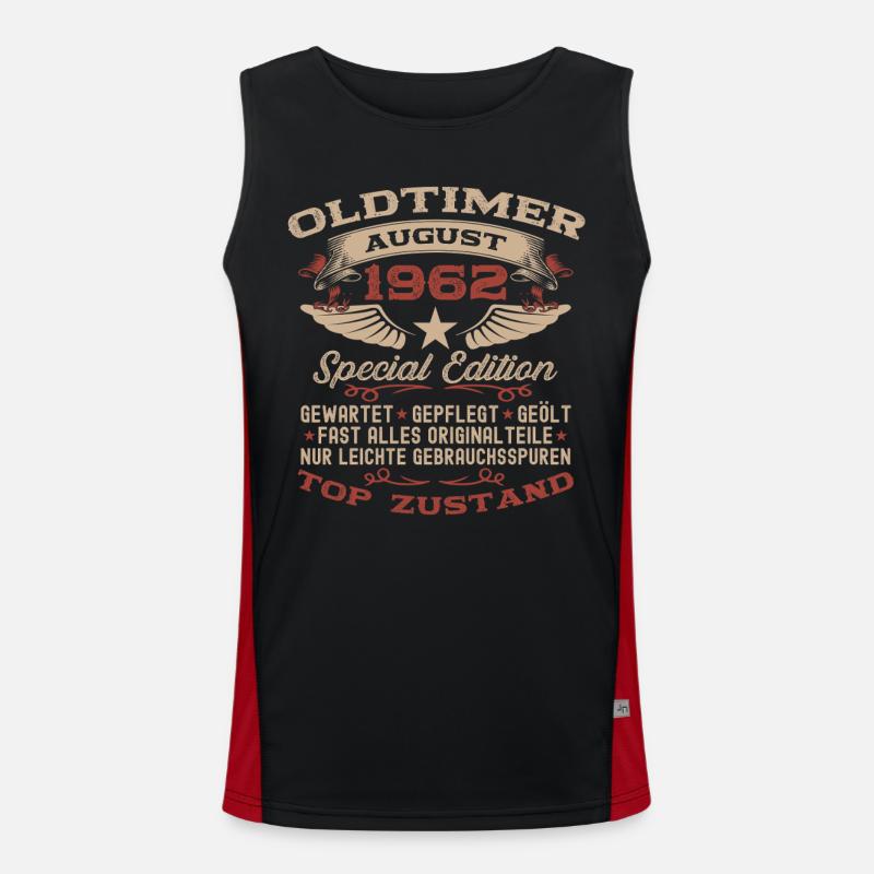63. Geburtstag Oldtimer August Jahrgang 1962 Funktionelles Kontrast-Tank Top für Männer 
