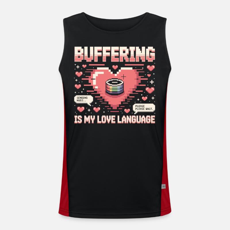 Pixel Heart Loading Bar - Men's Functional Contrast Tank Top  - black/red