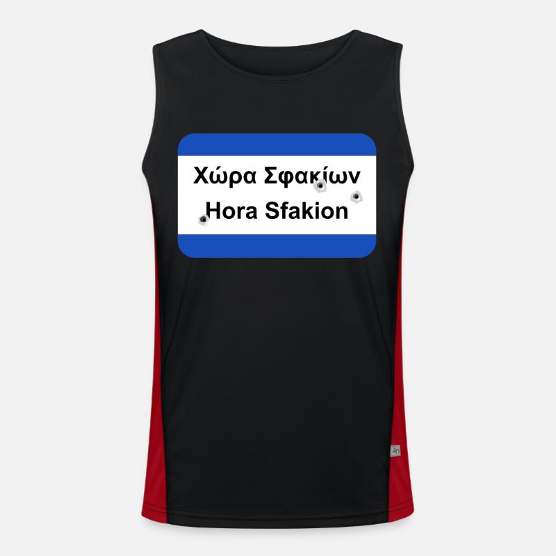 Zerschossenes Ortsschild Chora Sfakion Geschenk Funktionelles Kontrast-Tank Top für Männer 