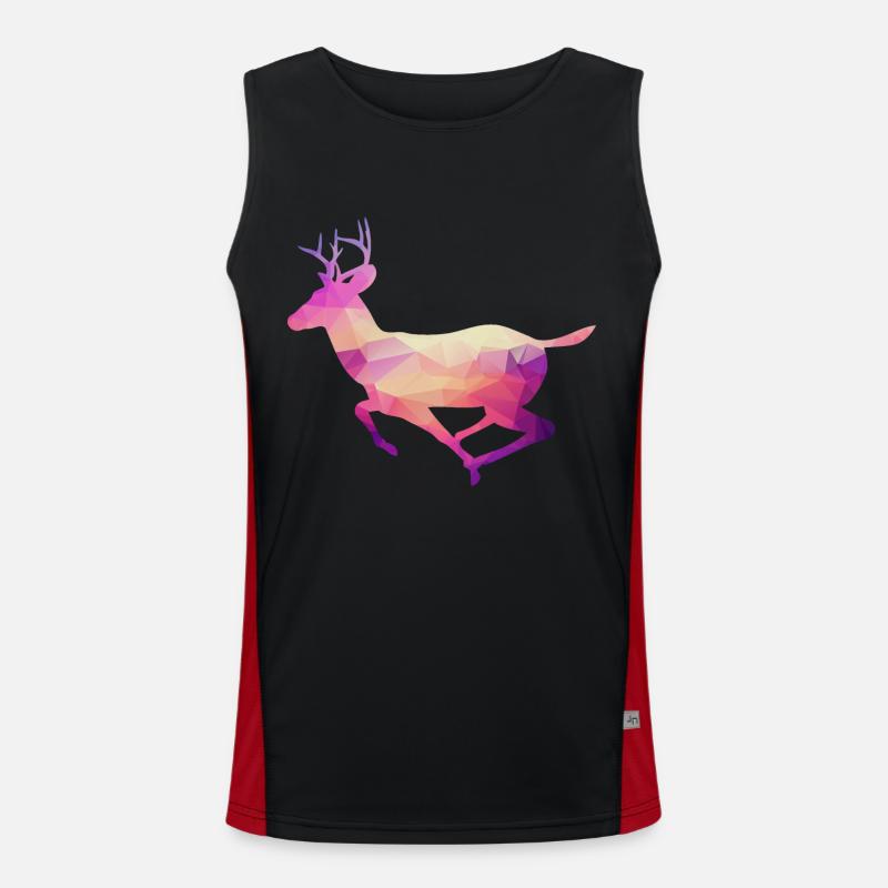 Deer Abstract - Men's Functional Contrast Tank Top  - black/red