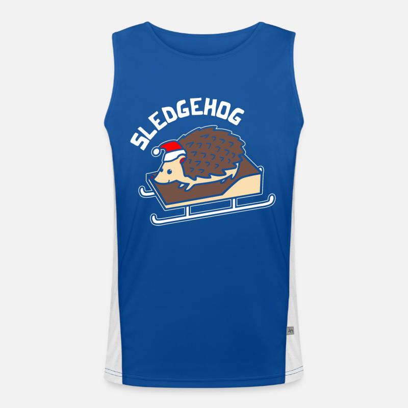 Sledgehog Hedgehog Noël Noël hérisson calembour Débardeur respirant contrasté Homme 