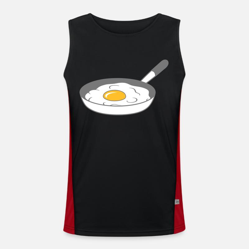 frying pan fried egg cooking roast eat egg yolk Men's Functional Contrast Tank Top 
