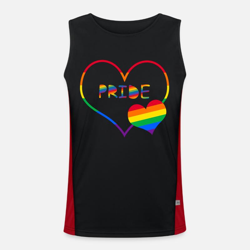 Love Heart LGBT rainbow Pride Men's Functional Contrast Tank Top 