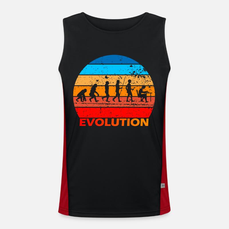 Evolution of IT EDP Computer Science Computer Nerds - Men's Functional Contrast Tank Top  - black/red