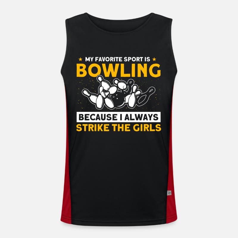 Bowling, weil ich immer die Mädchen treffe Bowling Funktionelles Kontrast-Tank Top für Männer 