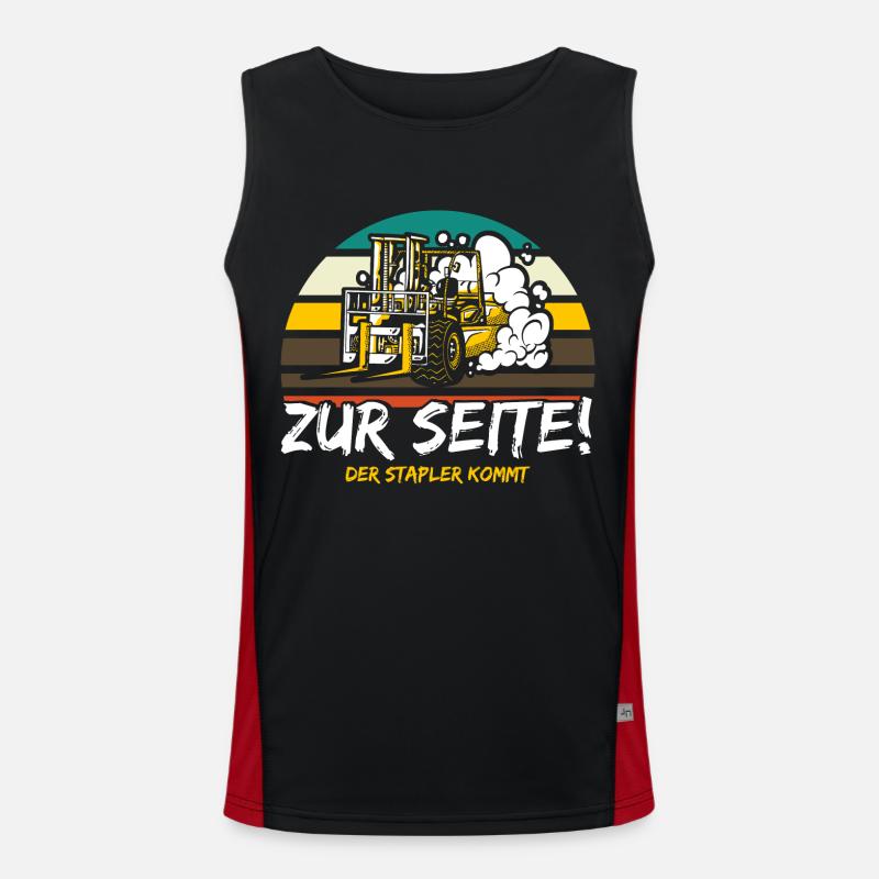 Zur Seite Stapler Kommt Staplerfahrer Gabelstapler Funktionelles Kontrast-Tank Top für Männer 