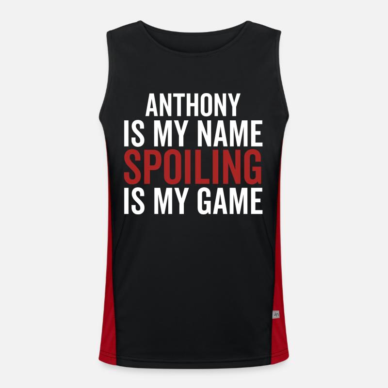 Anthony est mon nom Spoiling est mon jeu Débardeur respirant contrasté Homme 