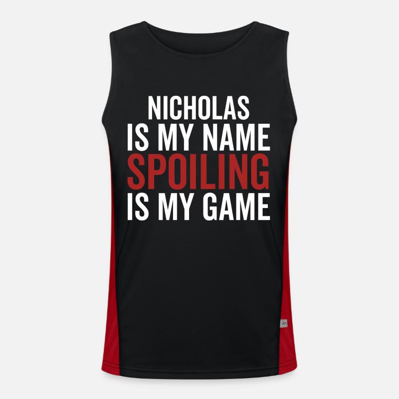 Nicholas est mon nom Spoiling est mon jeu Débardeur respirant contrasté Homme 