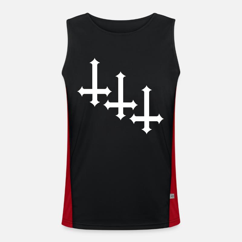 Gothic cross upside down - Men's Functional Contrast Tank Top  - black/red
