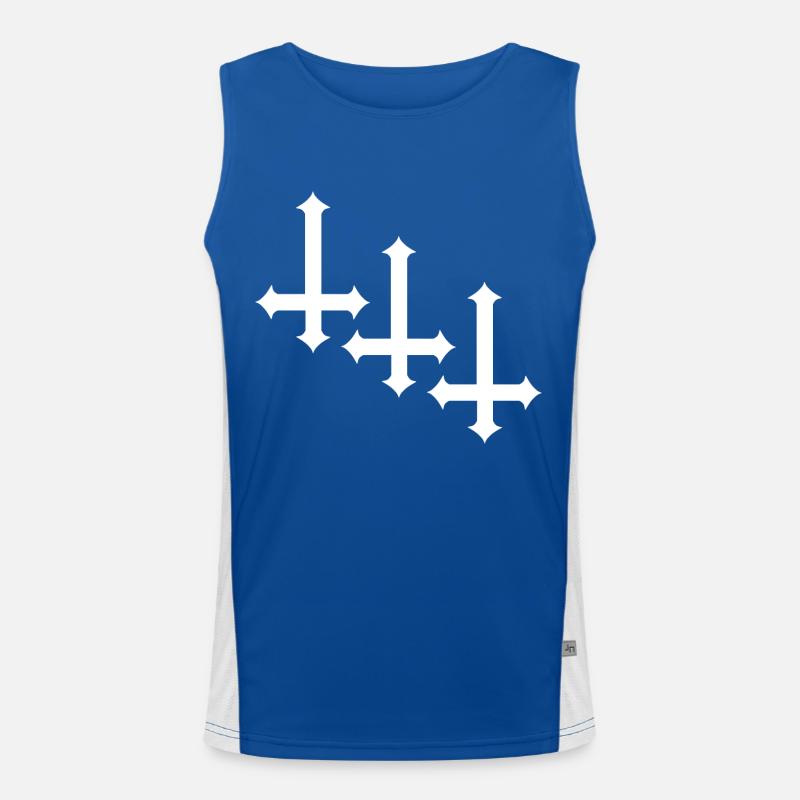 Gothic cross upside down Men's Functional Contrast Tank Top 