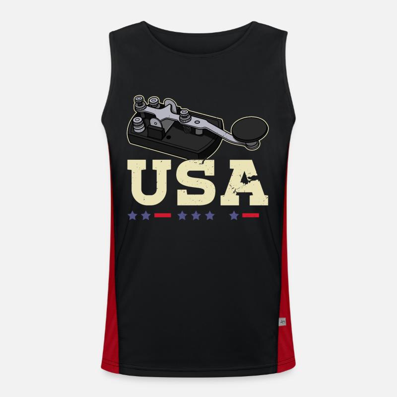 Morse Funktechniker Funker Mörser Hobby Ham Funktionelles Kontrast-Tank Top für Männer 