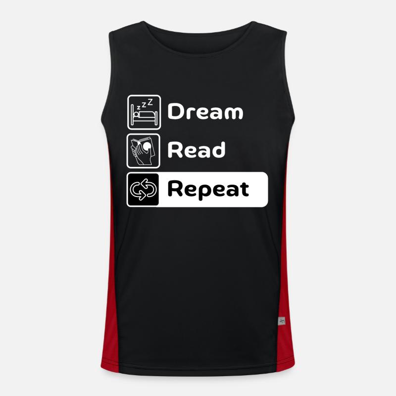 Dream Read Repeat - Men's Functional Contrast Tank Top - black/red
