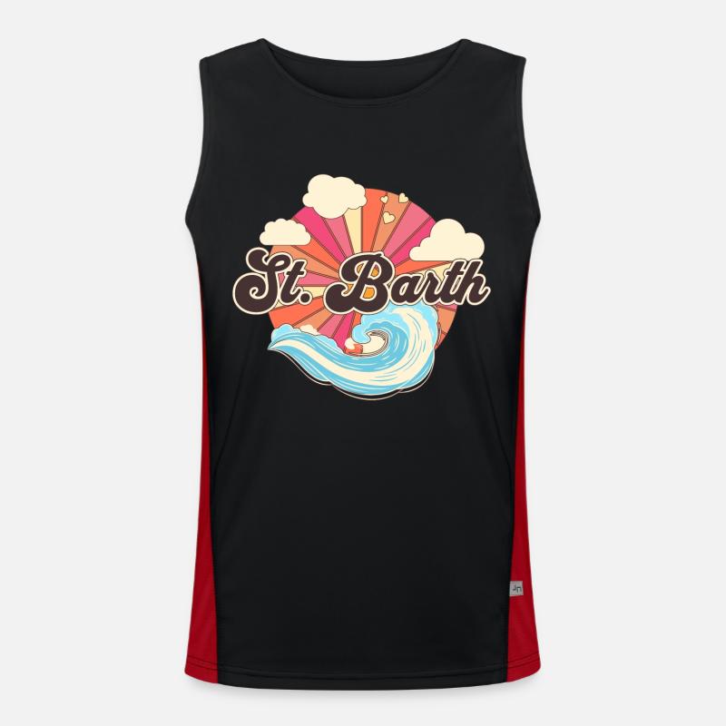 Saint Barthelemy Retro 80s Beach - Men's Functional Contrast Tank Top - black/red