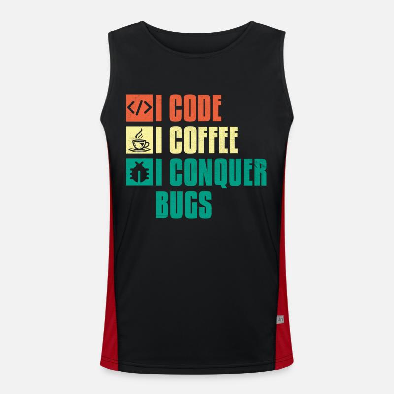 Kaffee-Codierung Programmierer Programmierer Entwickler Nerd Coff Funktionelles Kontrast-Tank Top für Männer 