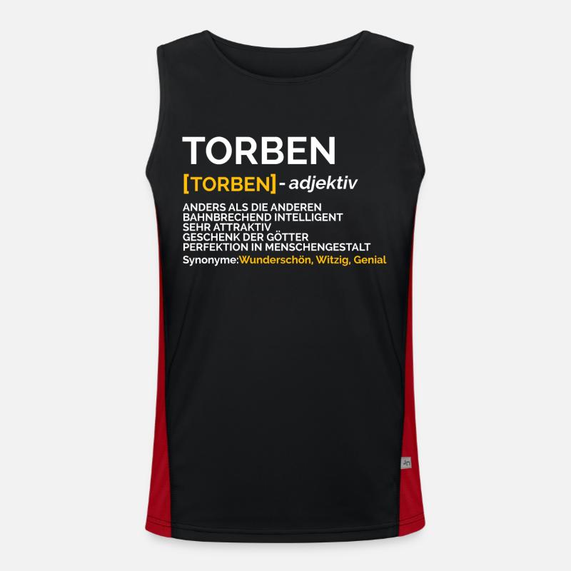 Torben - Men's Functional Contrast Tank Top  - black/red