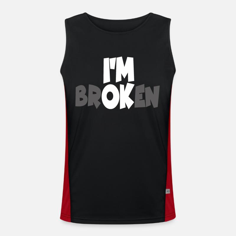 I AM BROKEN - Men's Functional Contrast Tank Top  - black/red