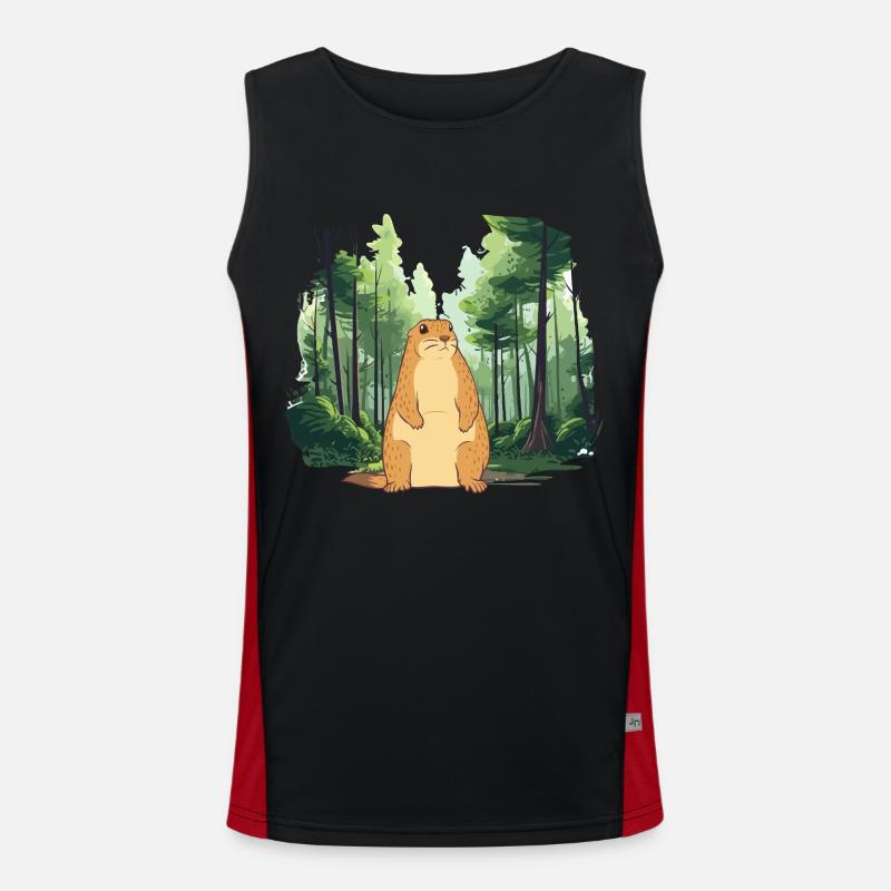 Strong groundhog nature landscape - Men's Functional Contrast Tank Top  - black/red
