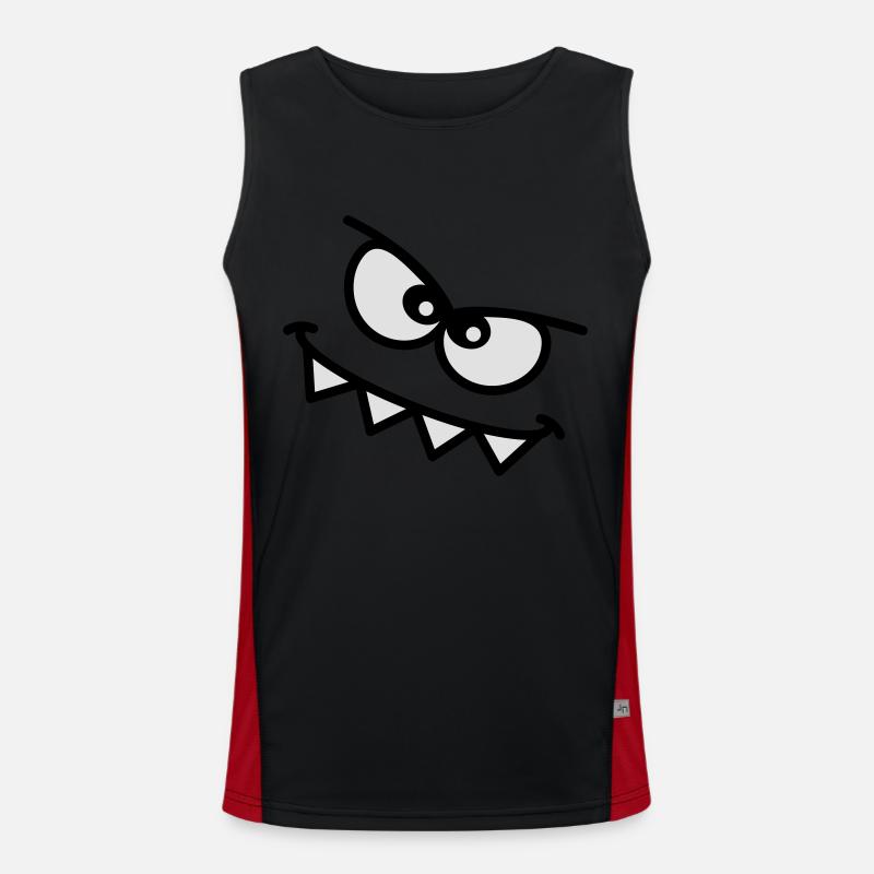Evil Peeping Cartoon Monster Face Sharp Teeth Débardeur respirant contrasté Homme 