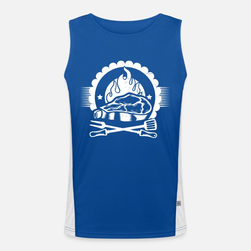 GRILLEN BBQ FLEISCH SOMMER GRILL GESCHENK BIER Funktionelles Kontrast-Tank Top für Männer 