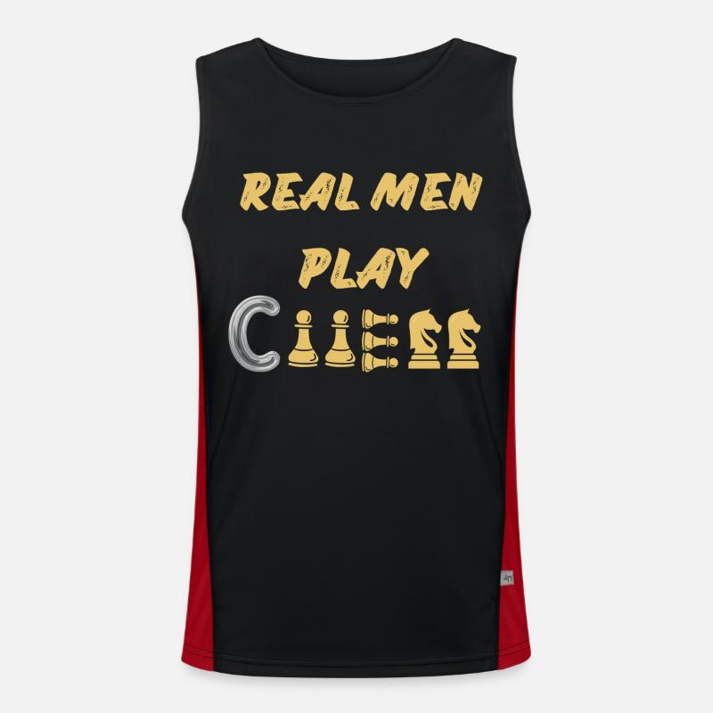 Schach Spruch Geschenk Schachmatt Queens Gambit Funktionelles Kontrast-Tank Top für Männer 