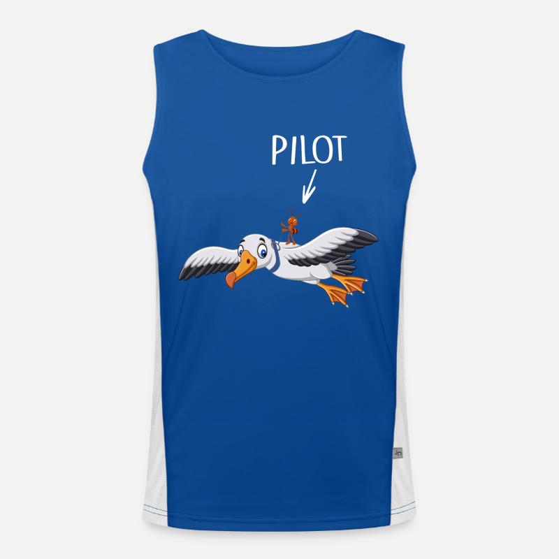 Pilot flies airplane crash pilot Men's Functional Contrast Tank Top 