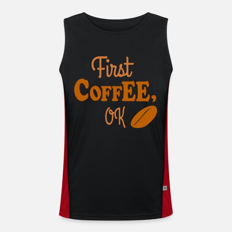 Kaffee! Erst Kaffee, Kaffeefreund, Kaffeejunkie Funktionelles Kontrast-Tank Top für Männer 