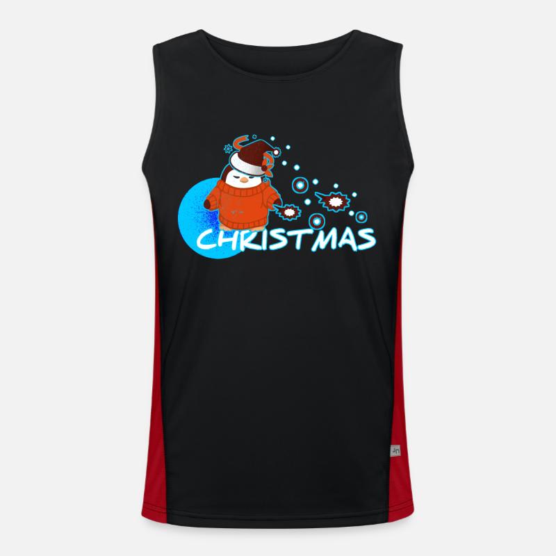 Weihnachts Pinguin Funktionelles Kontrast-Tank Top für Männer 