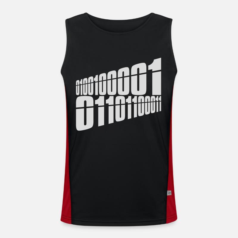 Binary Code Program Language - Men's Functional Contrast Tank Top  - black/red